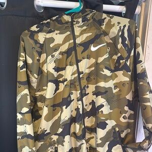 Nike Camouflage Hooded Jacket - Black and Tan